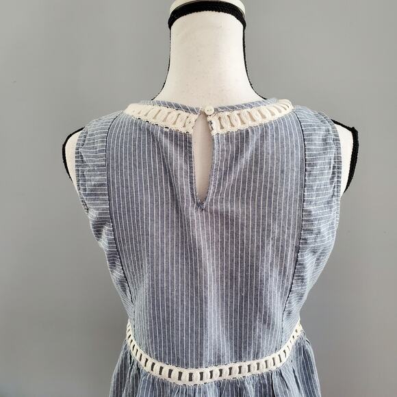 Doe + Rae Sleeveless Blue Jean Striped Top L - Picture 4 of 6